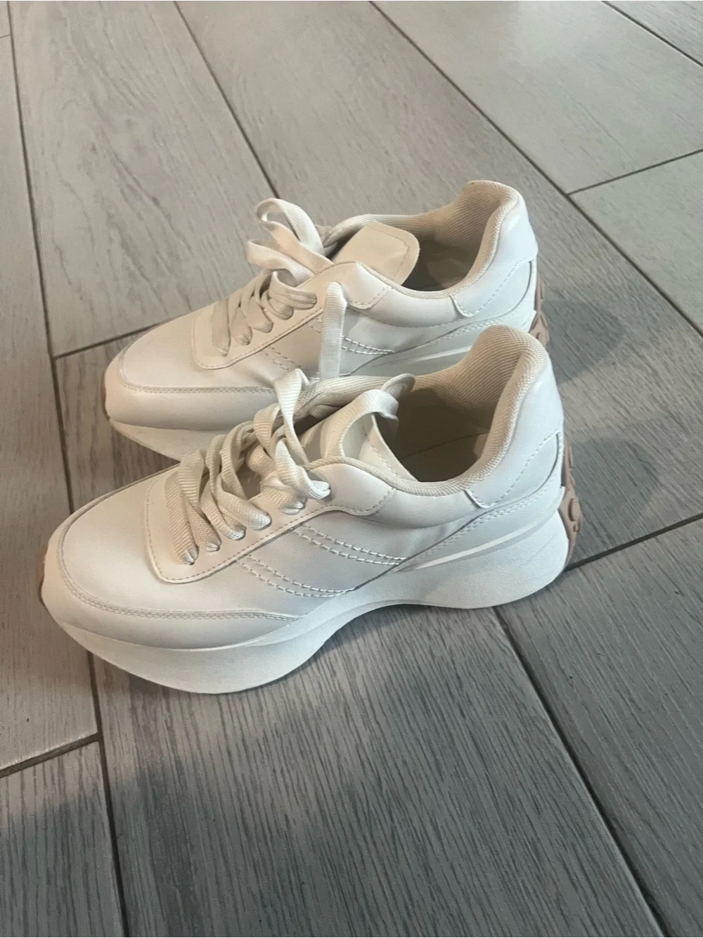 White Platform Women's Lace-Up Sneakers